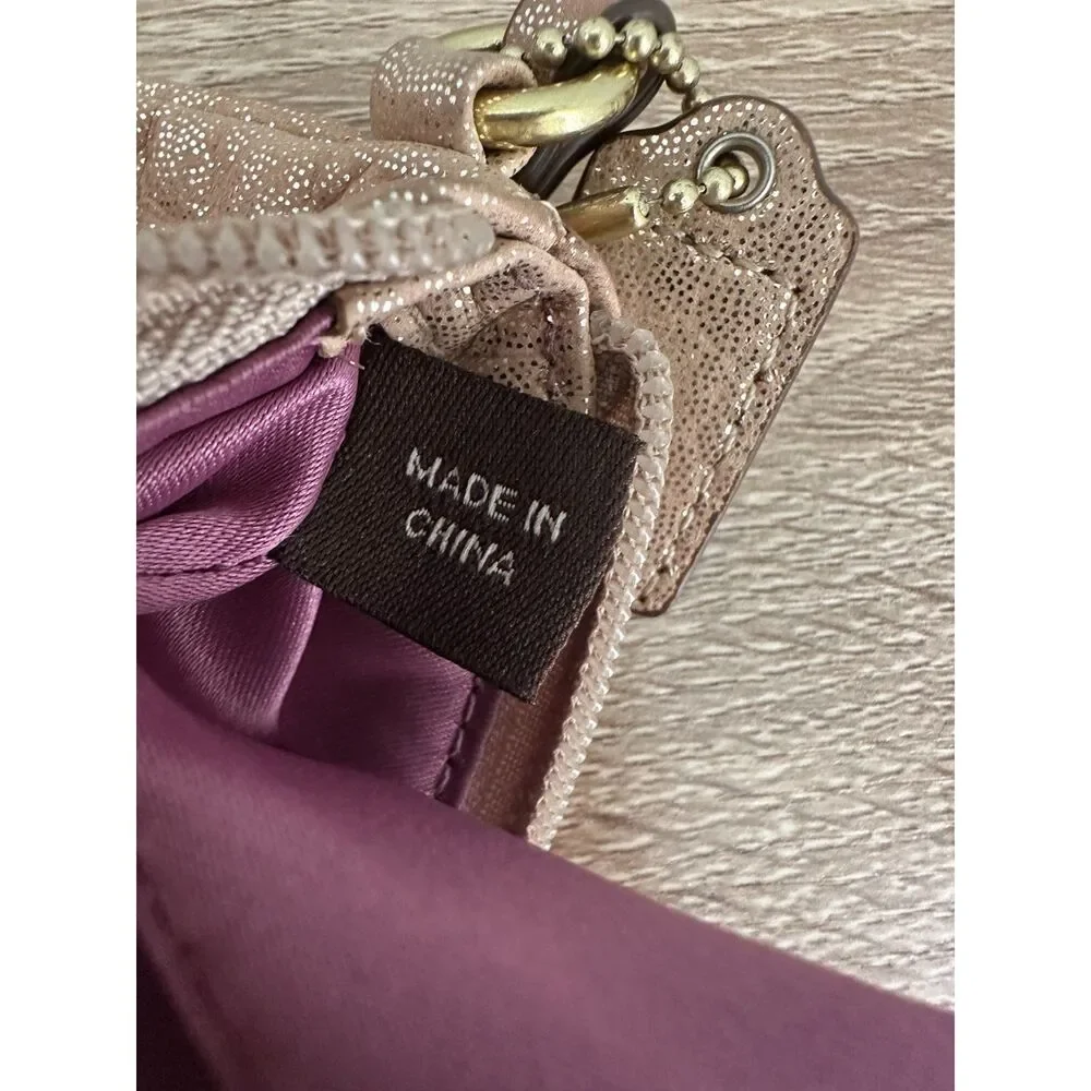 Coach 44381 Madison Gold Shimmer Leather Small Wristlet Wallet 4